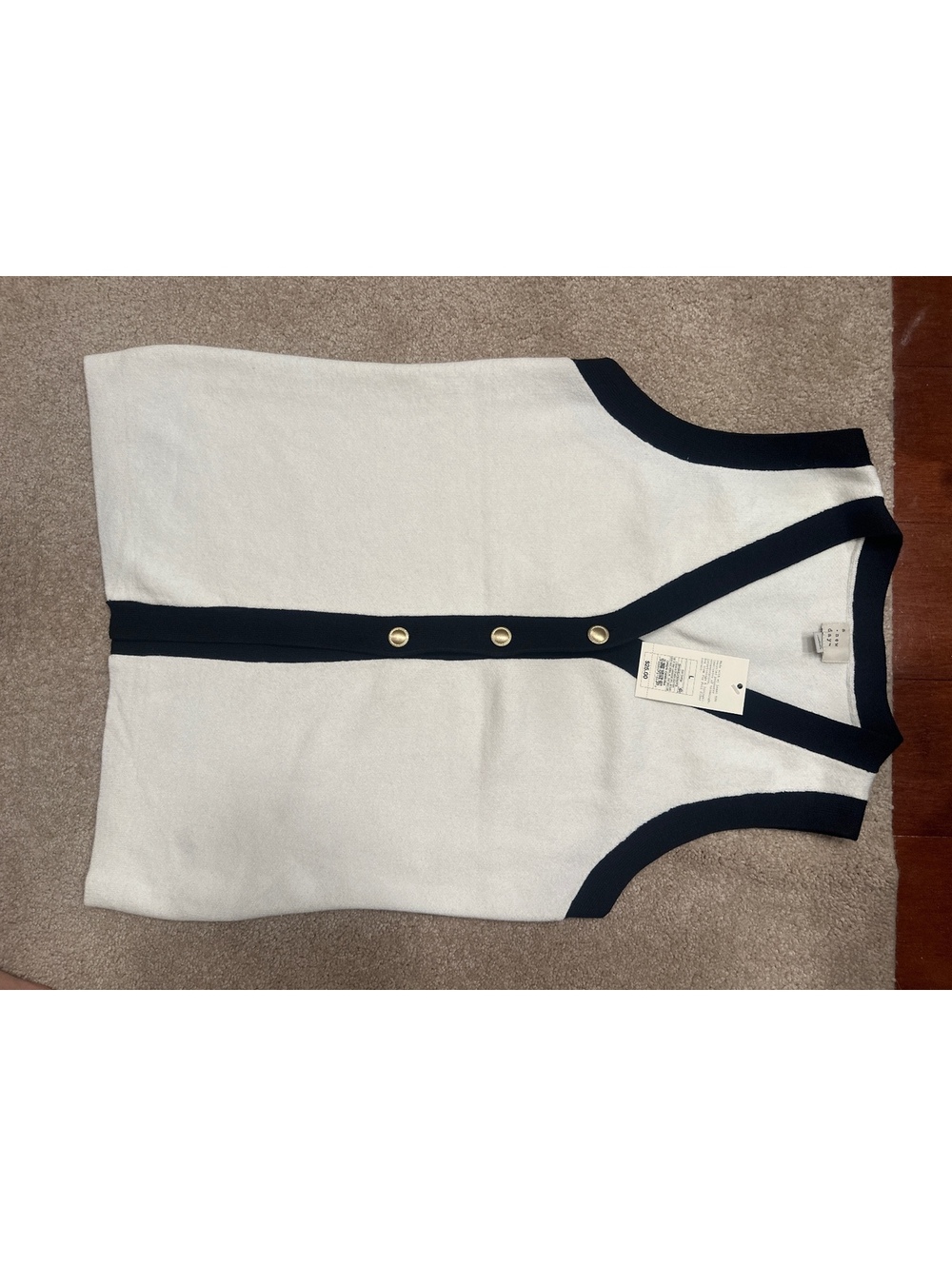 (6)a new day Women's Sleeveless Button-Up Sweater Vest, Size L